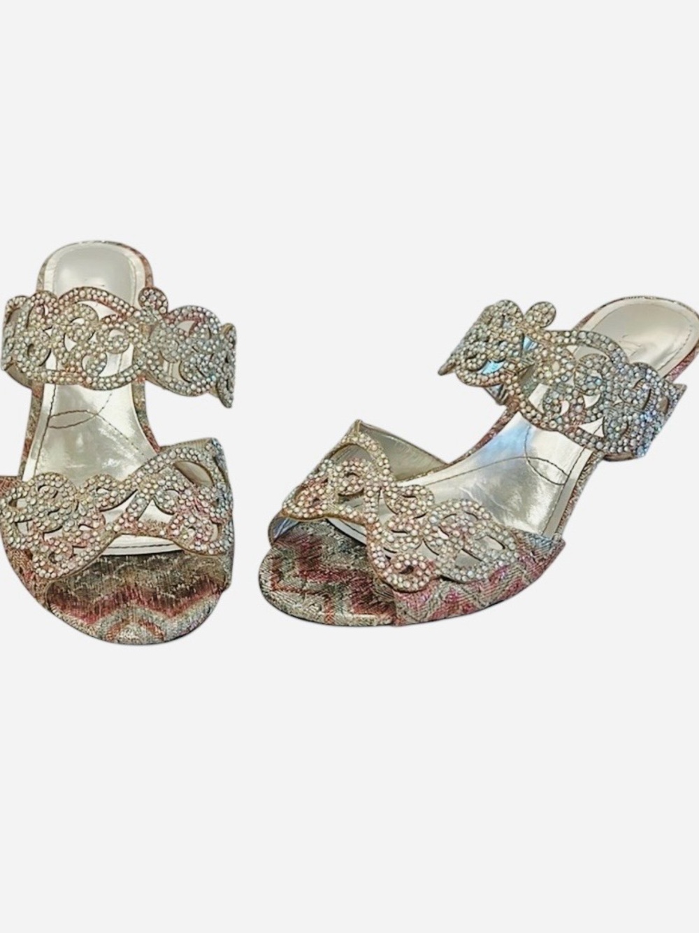 J.Renee Elegant Francie Silver and Pink Shimmering Heels 8W - Picture 2 of 9